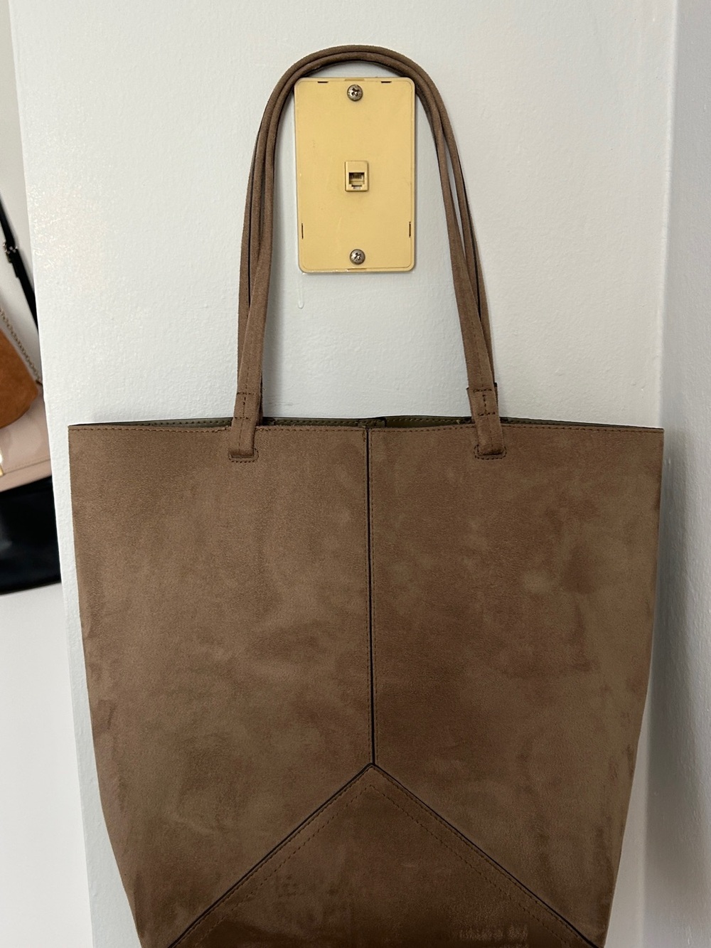 Taupe Suede Tote Bag H&M